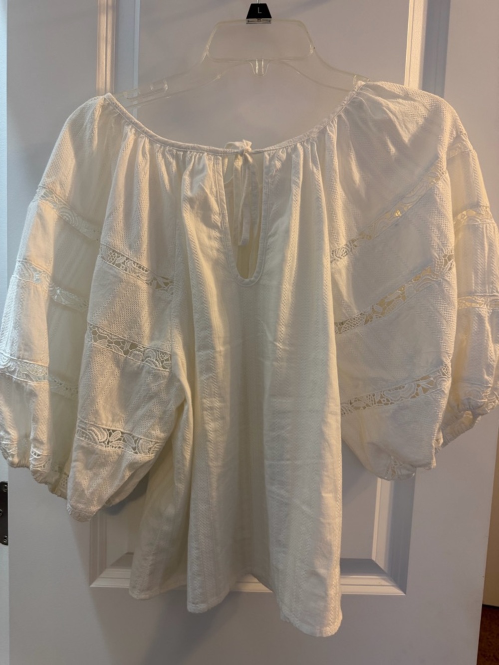 sundays Cream Boho Puff-Sleeve Peasant Top - Picture 3 of 7